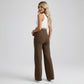 High Waist Maternity Wide Leg Pants with Over Belly Panel Front Seam Stretch Lounge Pants