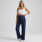 High Waist Maternity Wide Leg Pants with Over Belly Panel Front Seam Stretch Lounge Pants