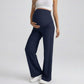 High Waist Maternity Wide Leg Pants with Over Belly Panel Front Seam Stretch Lounge Pants