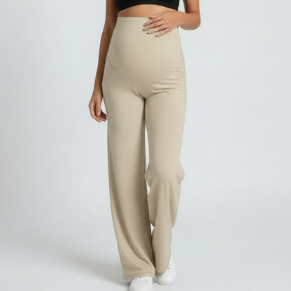 High Waist Maternity Wide Leg Pants with Over Belly Panel Soft Stretch Lounge Pants