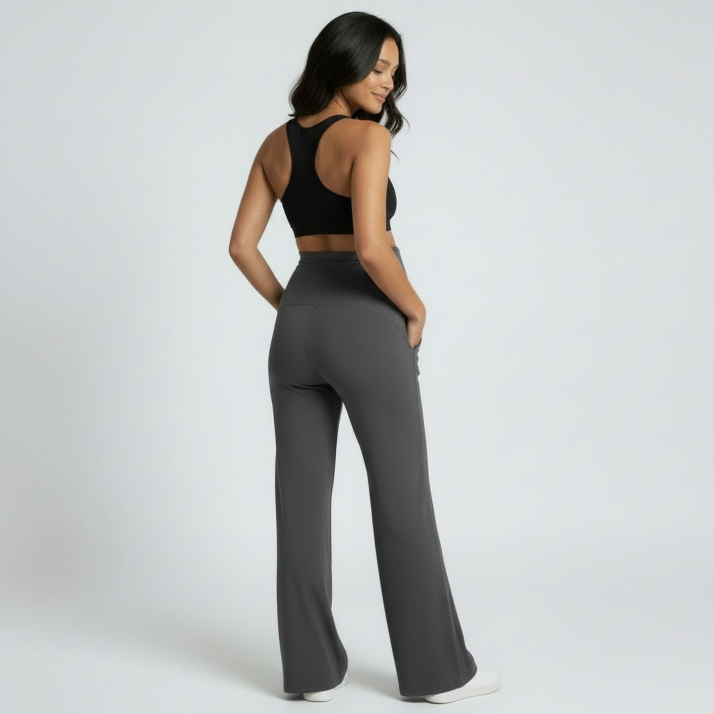 High Waist Maternity Wide Leg Pants with Over Belly Panel Soft Stretch Lounge Pants