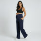 High Waist Maternity Wide Leg Pants with Over Belly Panel Soft Stretch Lounge Pants