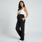 High Waist Maternity Wide Leg Pants with Over Belly Panel Stretch Loose Fit Lounge Pants