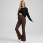 High Waist Maternity Flare Pants with Over Belly Panel Stretch Fitted Bootcut Lounge Pants