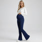 High Waist Maternity Flare Pants with Over Belly Panel Stretch Fitted Bootcut Lounge Pants