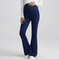 High Waist Maternity Flare Pants with Over Belly Panel Stretch Fitted Bootcut Lounge Pants
