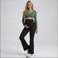 High Waist Maternity Flare Leggings with Over Belly Panel Stretch Fitted Bootcut Pants