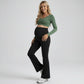 High Waist Maternity Flare Leggings with Over Belly Panel Stretch Fitted Bootcut Pants