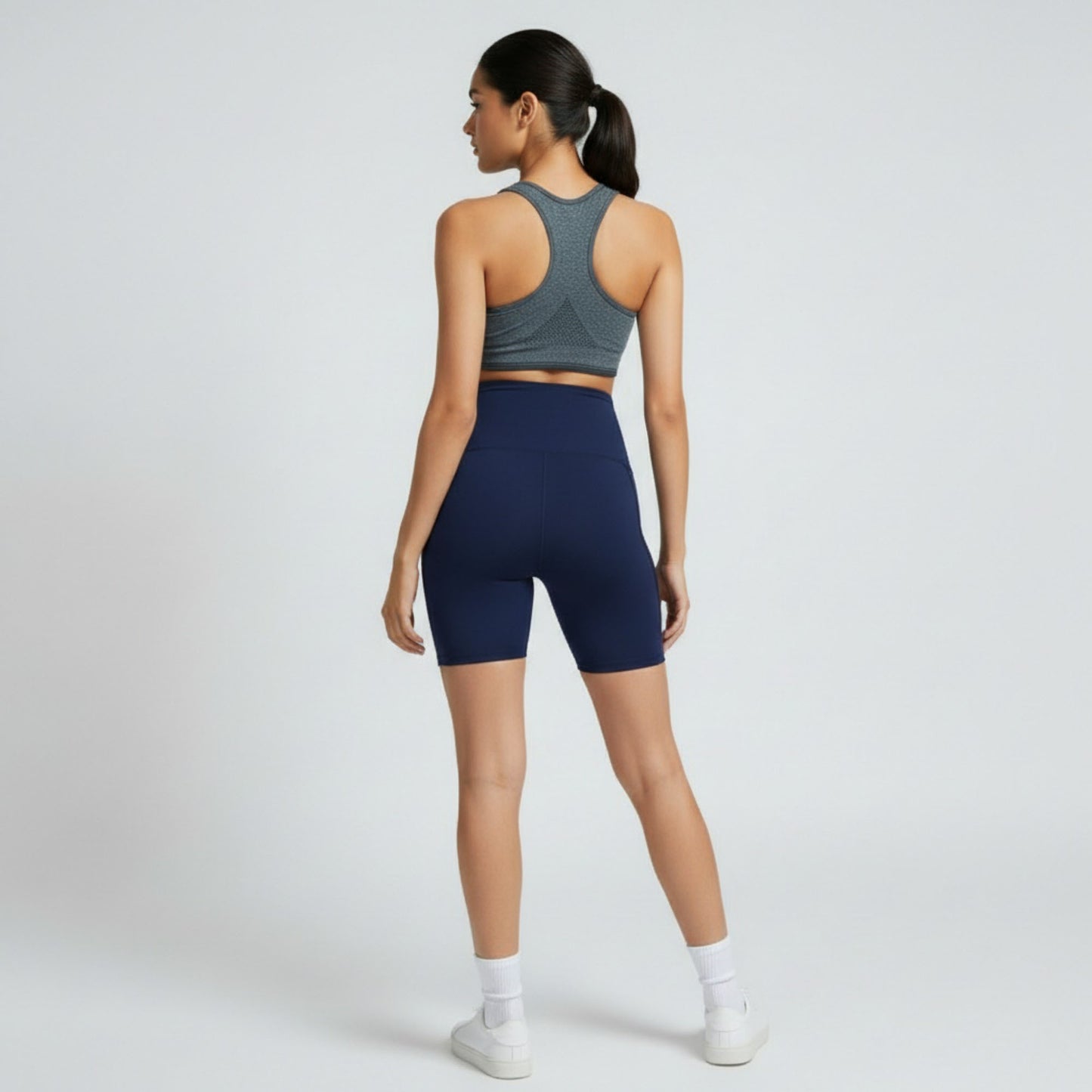 High Waist Maternity Bike Shorts with Over Belly Panel Stretch Activewear Workout Shorts