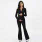 Maternity Long Sleeve Jumpsuit with Stretch Fabric Flare Leg Fitted Comfortable Design