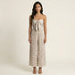 Strapless Wide Leg Jumpsuit with Front Knot and Printed Pattern Elegant Summer Outfit