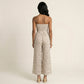 Strapless Wide Leg Jumpsuit with Front Knot and Printed Pattern Elegant Summer Outfit