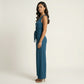 Sleeveless Wide Leg Jumpsuit with V Neck Tie Waist Relaxed Fit Flowy Silhouette