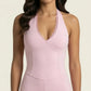 Sleeveless Active Jumpsuit with Wide Straps Deep V Neck Flare Leg Contour Fit One Piece