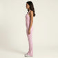 Sleeveless Active Jumpsuit with Wide Straps Deep V Neck Flare Leg Contour Fit One Piece