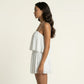 Sleeveless Layered Chiffon Romper with Spaghetti Straps Flowy Ruffle Overlay Relaxed Fit