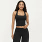 Square Neck Racerback Crop Tank Fitted Stretch Athletic Workout Top for Yoga Training