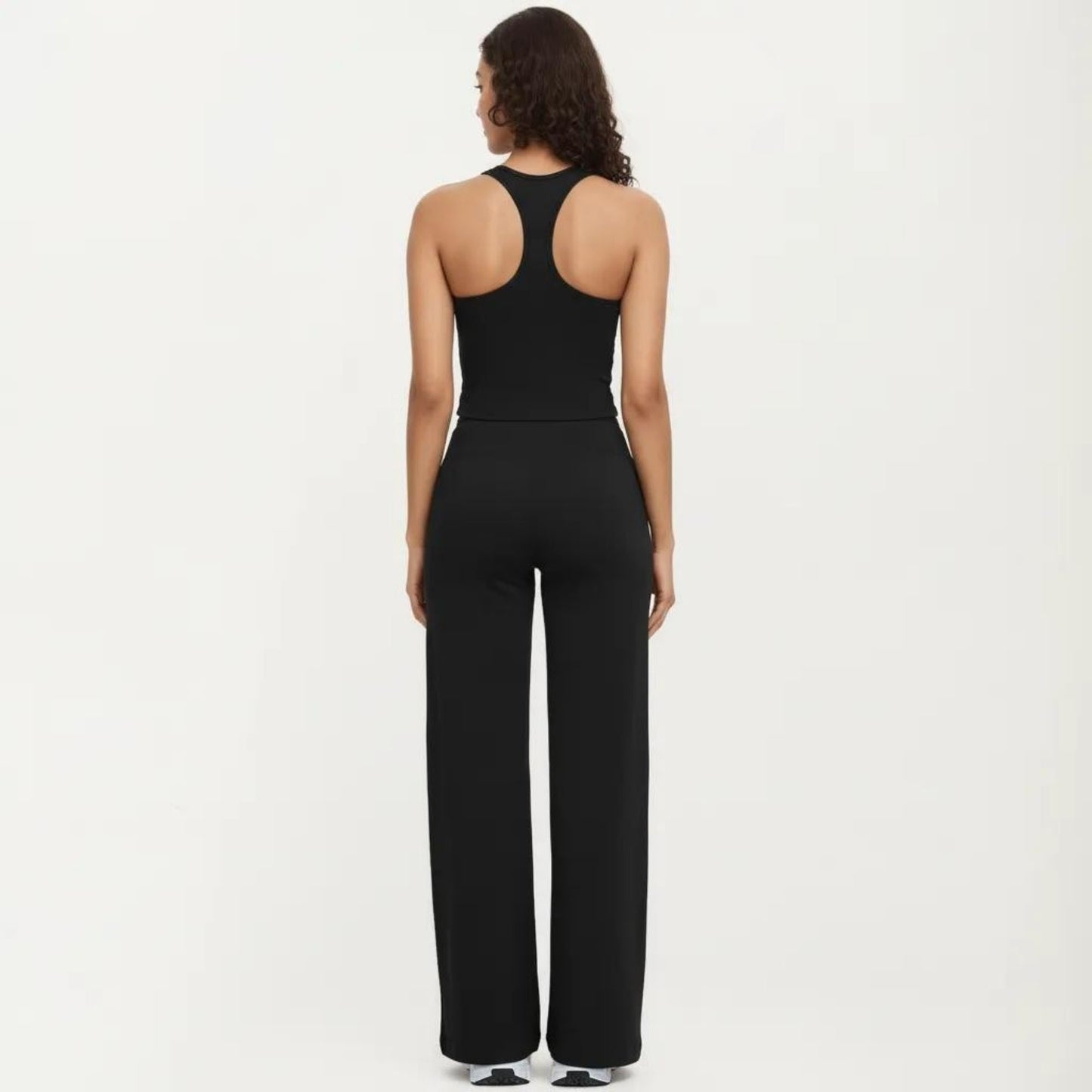 Square Neck Racerback Crop Tank Fitted Stretch Athletic Workout Top for Yoga Training