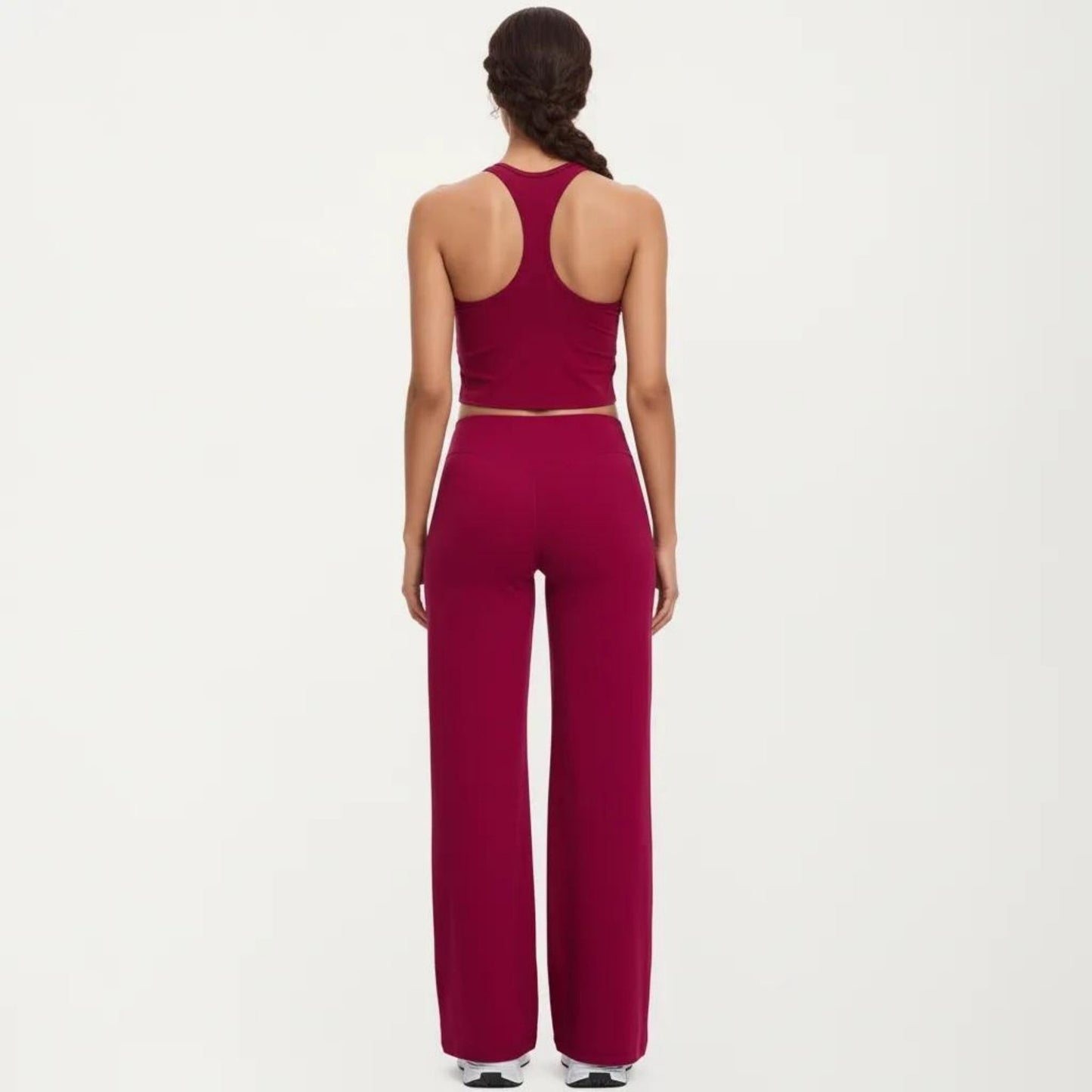 Square Neck Racerback Crop Tank Fitted Stretch Athletic Workout Top for Yoga Training