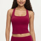 Square Neck Racerback Crop Tank Fitted Stretch Athletic Workout Top for Yoga Training