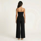 Strapless Wide Leg Jumpsuit with Smocked Bodice Elastic Waist Flowy Relaxed Fit