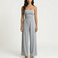Strapless Wide Leg Jumpsuit with Smocked Bodice Elastic Waist Flowy Relaxed Fit