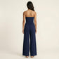 Strapless Wide Leg Jumpsuit with Smocked Bodice Elastic Waist Flowy Relaxed Fit