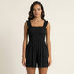 Sleeveless Smocked Romper with Ruffle Straps Square Neckline Elastic Waist Relaxed Fit