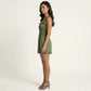 Sleeveless Smocked Romper with Ruffle Straps Square Neckline Elastic Waist Relaxed Fit