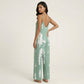 Sleeveless Tie Dye Wide Leg Jumpsuit with Spaghetti Straps Side Pockets Relaxed Fit