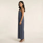 Sleeveless Striped Wide Leg Jumpsuit with Spaghetti Straps Loose Fit Flowy One Piece