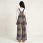 Plaid Wide Leg Overalls Jumpsuit with Adjustable Shoulder Straps Front Pocket Relaxed Fit