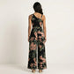 Sleeveless Floral Wide Leg Jumpsuit with Asymmetrical Neckline Adjustable Strap Relaxed Fit