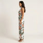 Sleeveless Floral Wide Leg Jumpsuit with Asymmetrical Neckline Adjustable Strap Relaxed Fit