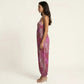 Sleeveless Printed Jumpsuit with Spaghetti Straps Smocked Bodice Elastic Ankle Relaxed Fit