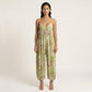 Sleeveless Printed Jumpsuit with Spaghetti Straps Smocked Bodice Elastic Ankle Relaxed Fit