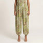 Sleeveless Printed Jumpsuit with Spaghetti Straps Smocked Bodice Elastic Ankle Relaxed Fit