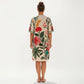 Short Sleeve V Neck Shift Dress with Floral Print Relaxed Fit Knee Length Casual Dress