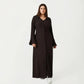 Button Down Maxi Dress with Collar Neck Flare Sleeve Detail Front Slit Relaxed Fit Dress