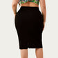 Plus Size High Waist Pencil Skirt with Stretch Fit Knee Length Bodycon Silhouette Pull On Skirt