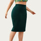 Plus Size High Waist Pencil Skirt with Stretch Fit Knee Length Bodycon Silhouette Pull On Skirt