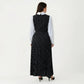 Long Sleeve Polka Dot Midi Dress with Collared Neck Contrast Sleeve Detail and Pleated Skirt