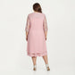 Plus Size Lace Yoke Midi Dress with Sheer Sleeve Detail and Layered Hem Flowy Elegant Dress