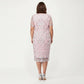 Plus Size Lace Sheath Dress with Sheer Short Sleeve Fitted Knee Length Elegant Dress