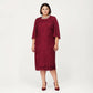 Plus Size Lace Midi Dress with Sheer Overlay Short Sleeve Loose Fit Elegant Knee Length Dress