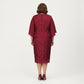 Plus Size Lace Midi Dress with Sheer Overlay Short Sleeve Loose Fit Elegant Knee Length Dress