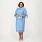 Plus Size Lace Midi Dress with Sheer Overlay Short Sleeve Loose Fit Elegant Knee Length Dress