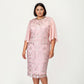 Plus Size Lace Midi Dress with Sheer Overlay Short Sleeve Loose Fit Elegant Knee Length Dress