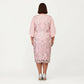 Plus Size Lace Midi Dress with Sheer Overlay Short Sleeve Loose Fit Elegant Knee Length Dress