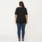Plus Size Short Sleeve Top with Scalloped Eyelet Hem Round Neck Loose Fit Casual Blouse
